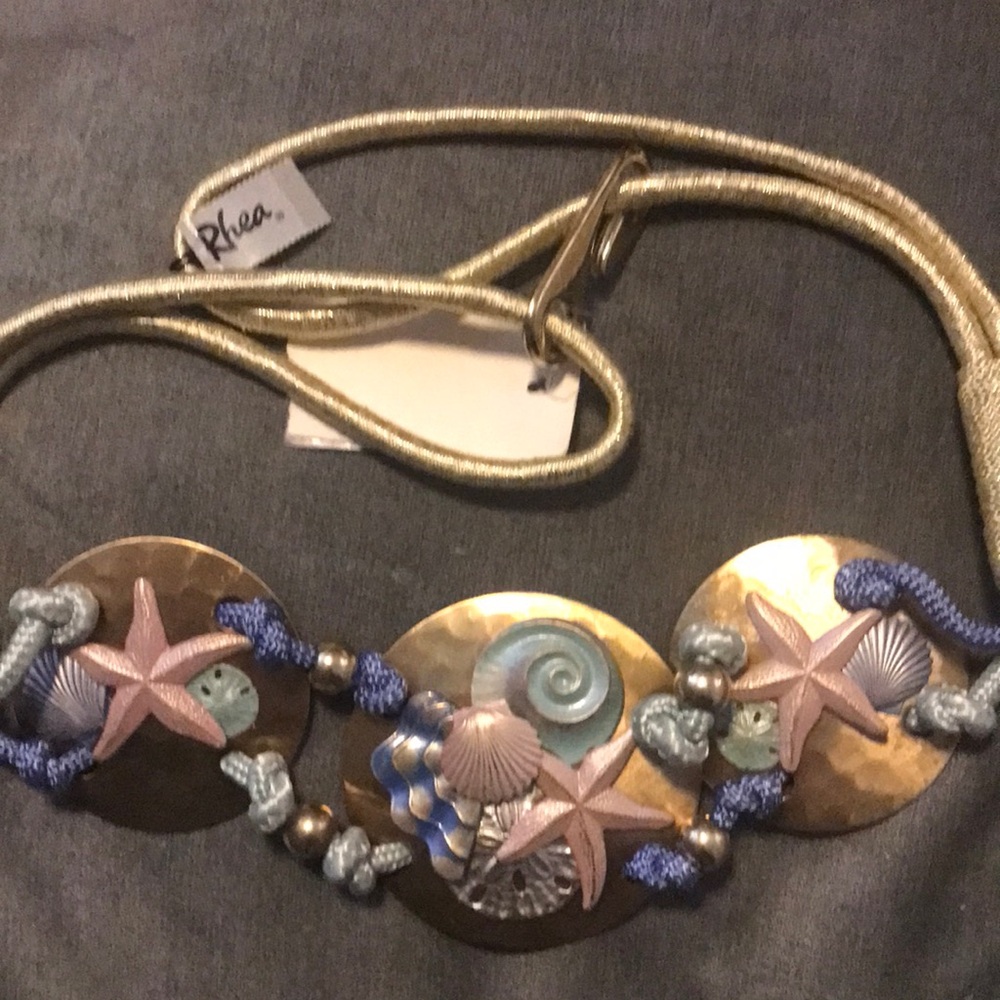 Gold and Blue Belt with Nautical Designs